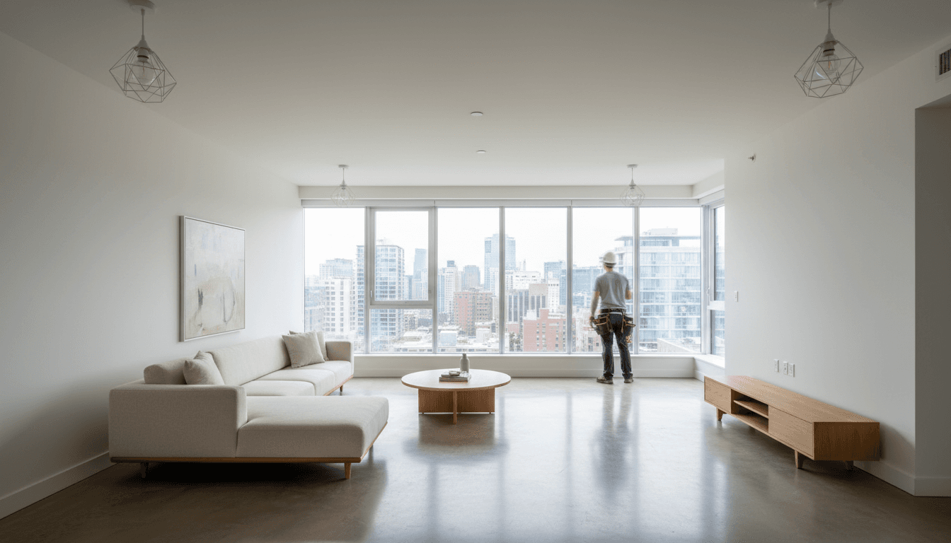 Completed modern living room renovation in Sydney home