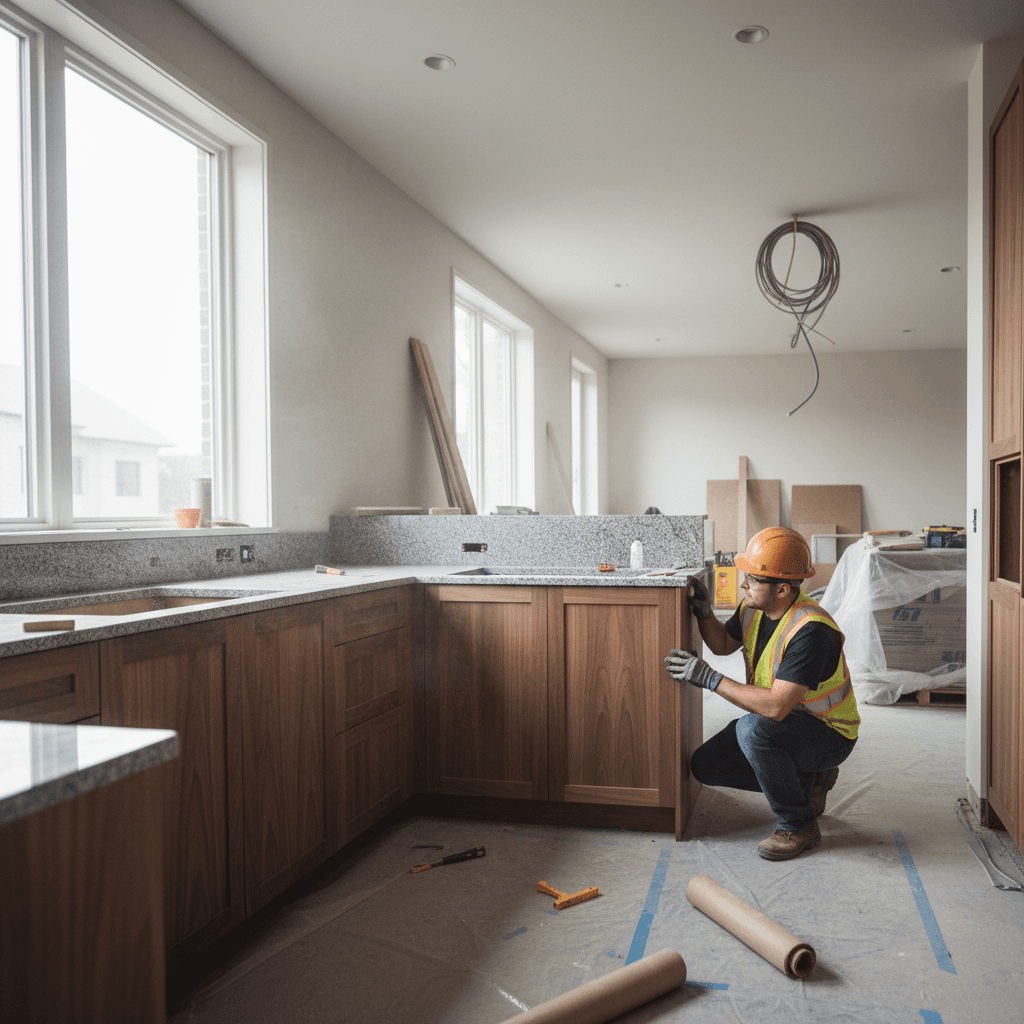 Premium kitchen materials and cabinetry during renovation
