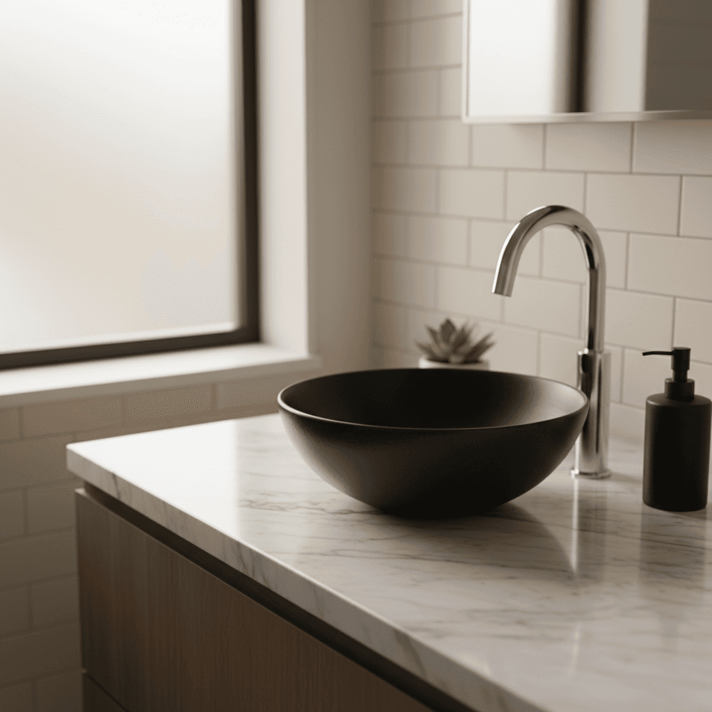 Bathroom vanity and marble renovation detail