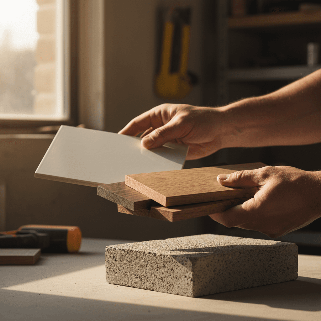 Construction materials and finishes selection display