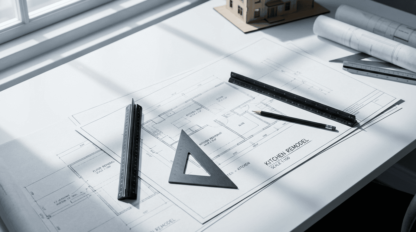 Construction professional reviewing renovation plans