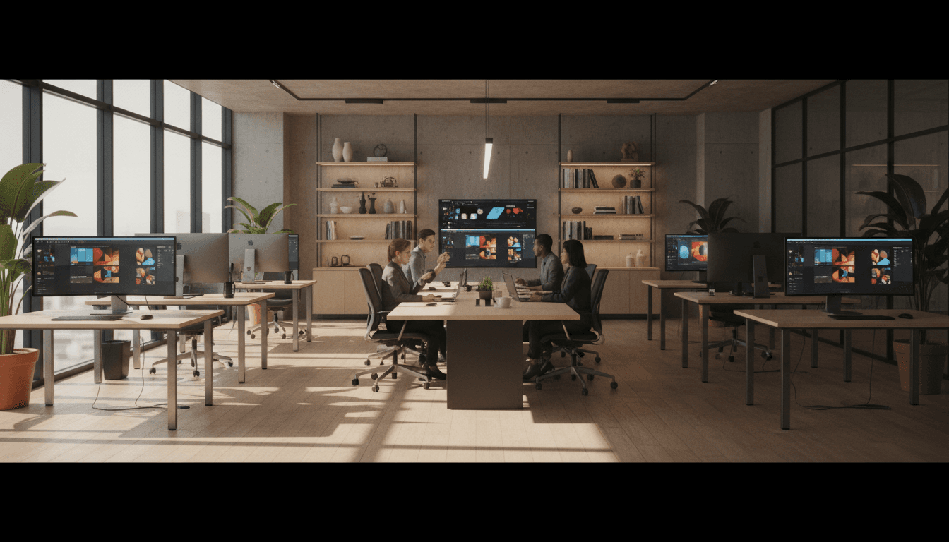 Office fit-out installation with desk positioning and workspace layout