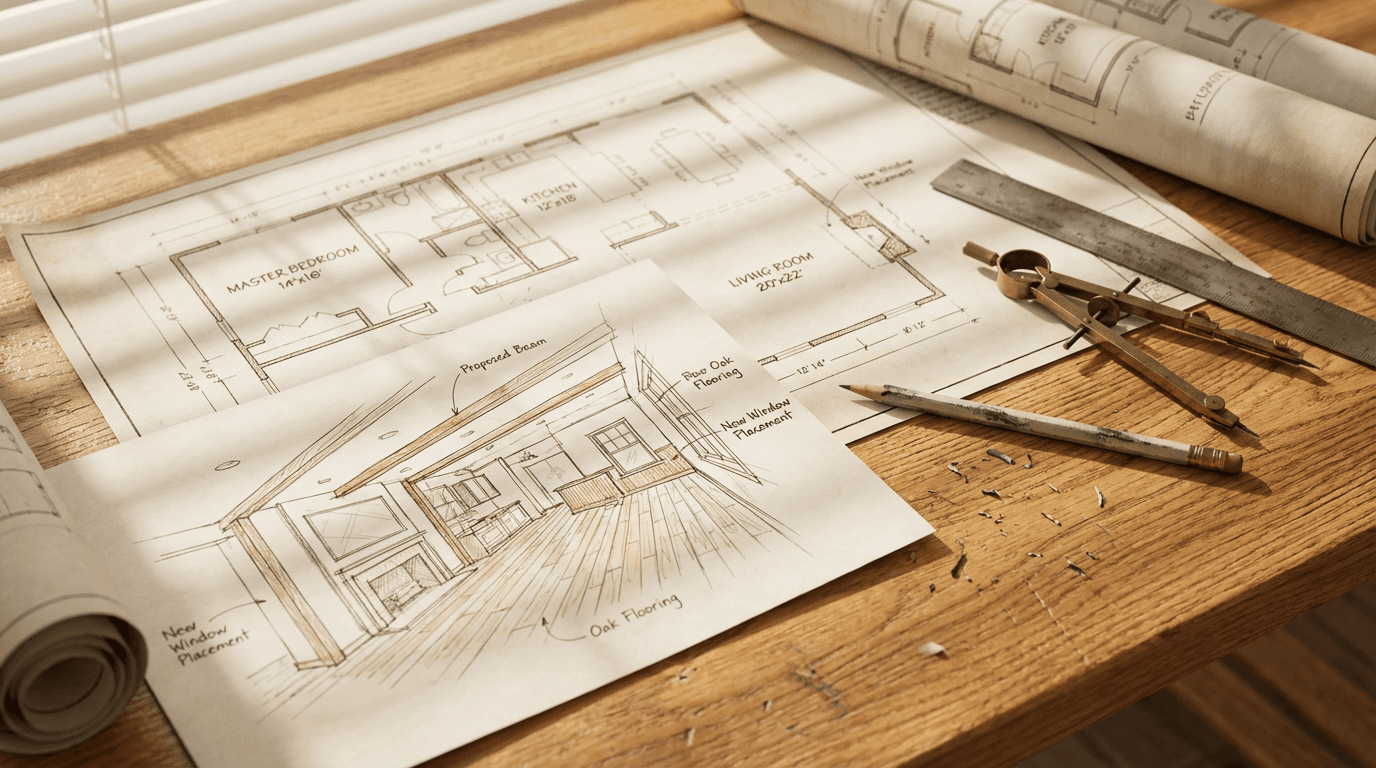 GXC Construction team meeting with client to discuss renovation project plans